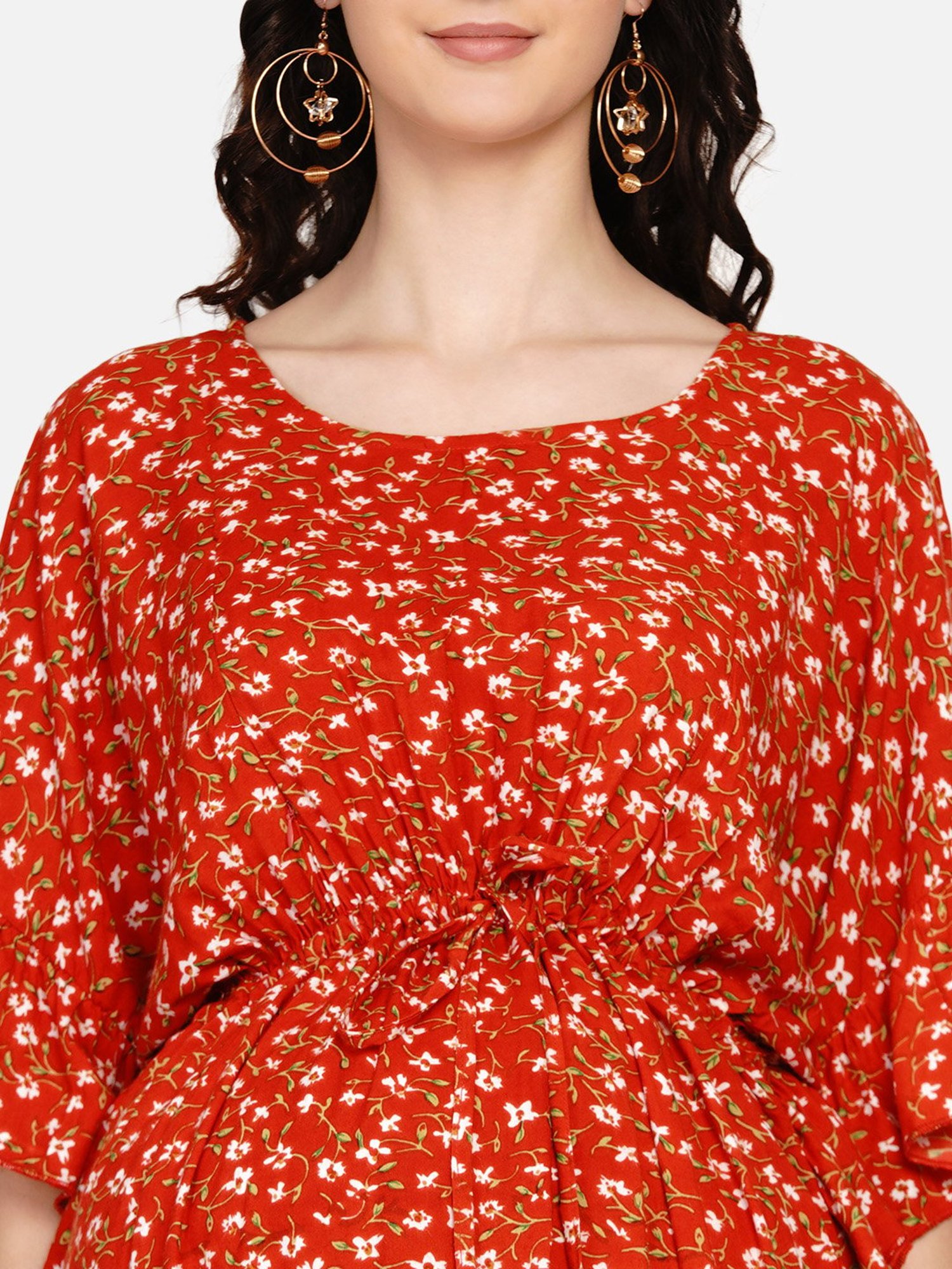 Mine4Nine Red Floral Print Maternity Dress