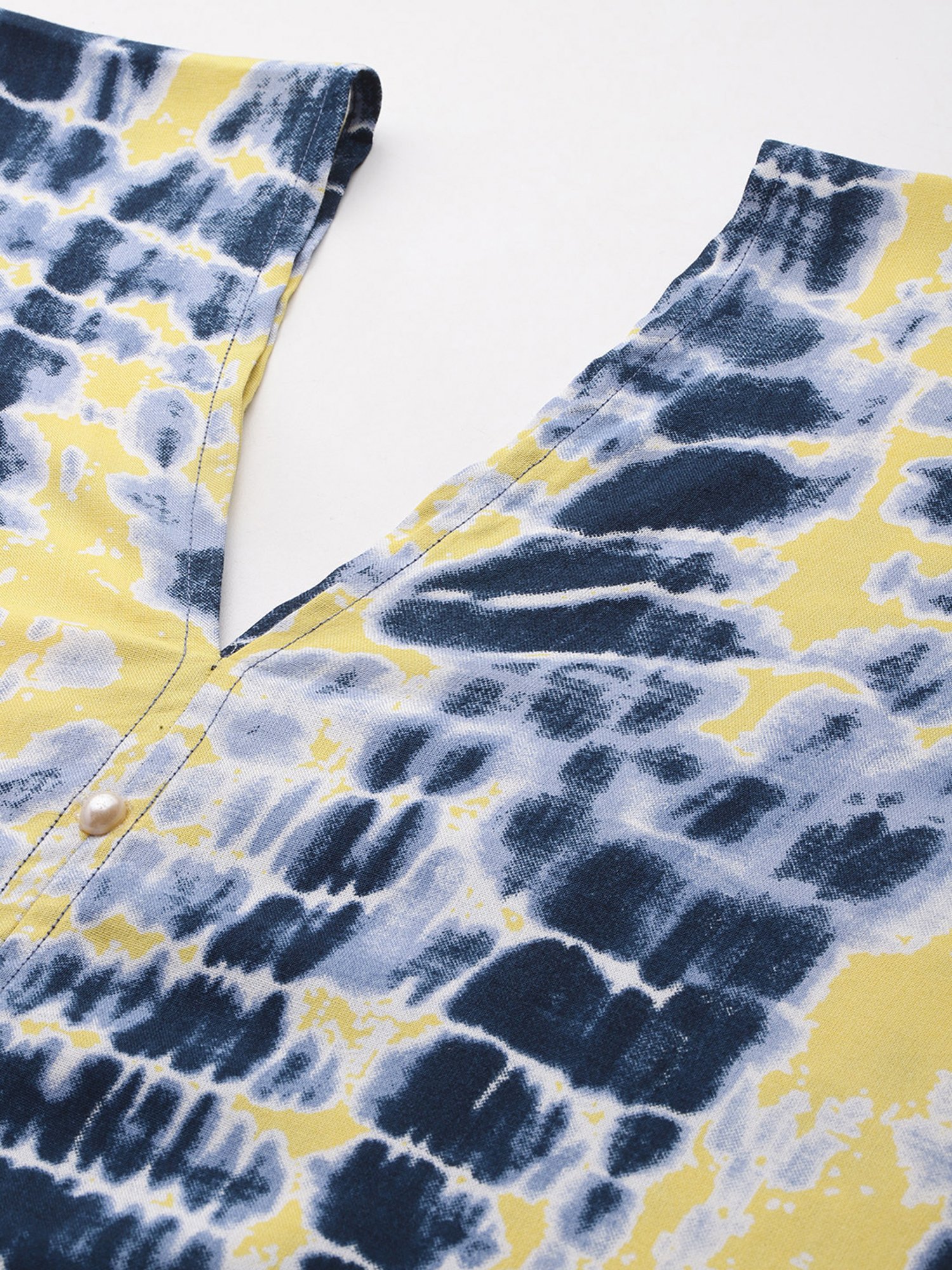 One Femme Blue & Yellow Kurta Pant Set