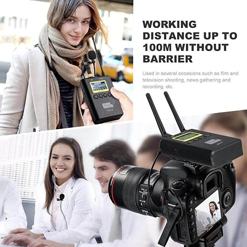 50 Channels UHF Wireless Lavalier Microphone Professional Lapel Microphone for Cameras Recording YouTube Vlogging WM9