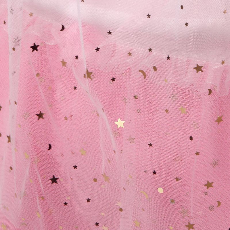 Badger Basket Sweet Dreams Round Doll Bassinet with Canopy and LED Lights - Pink/White/Stars