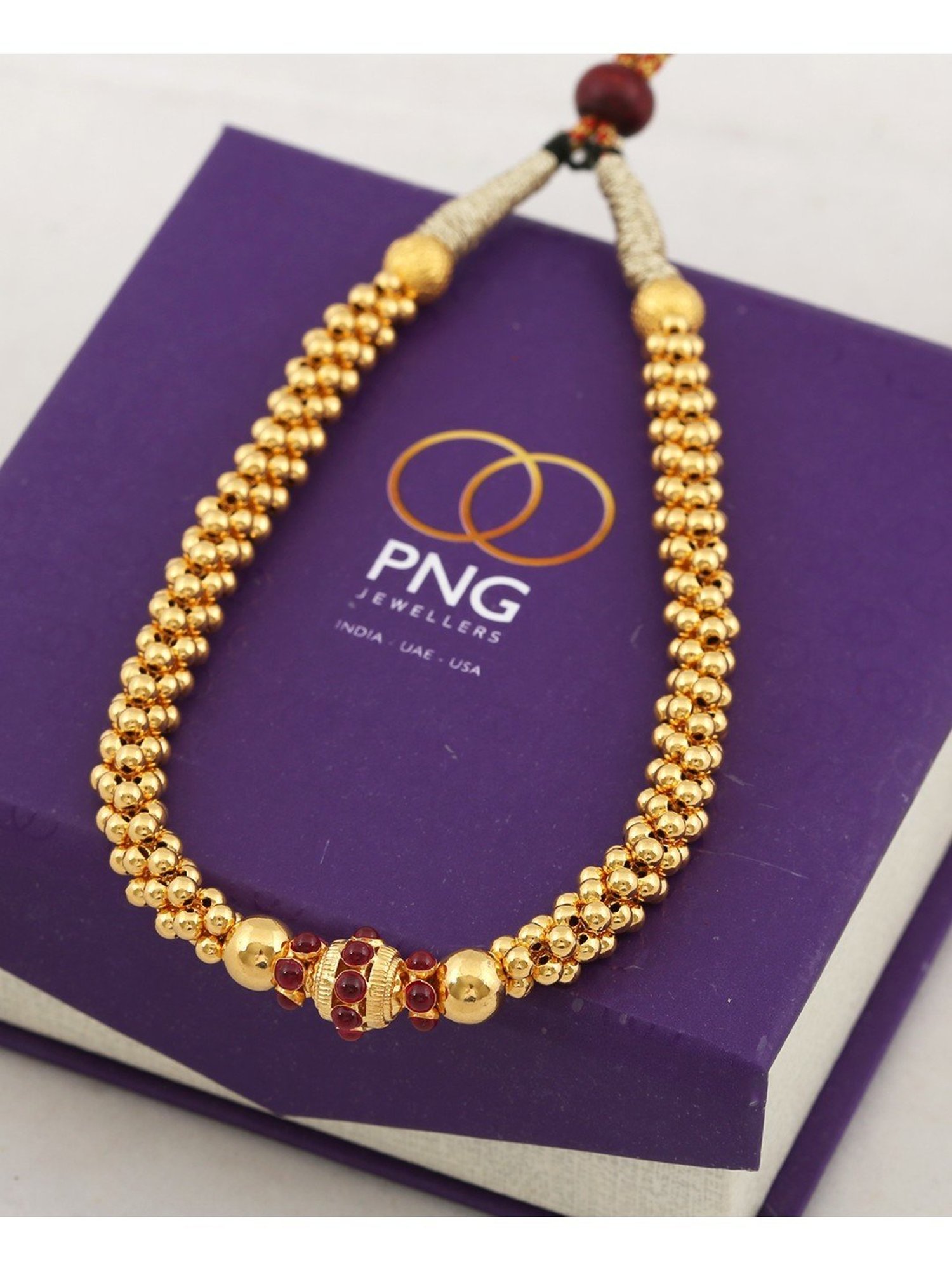 P.N.Gadgil Jewellers Sachi Gold 22k Kolhapuri Thushi Necklace