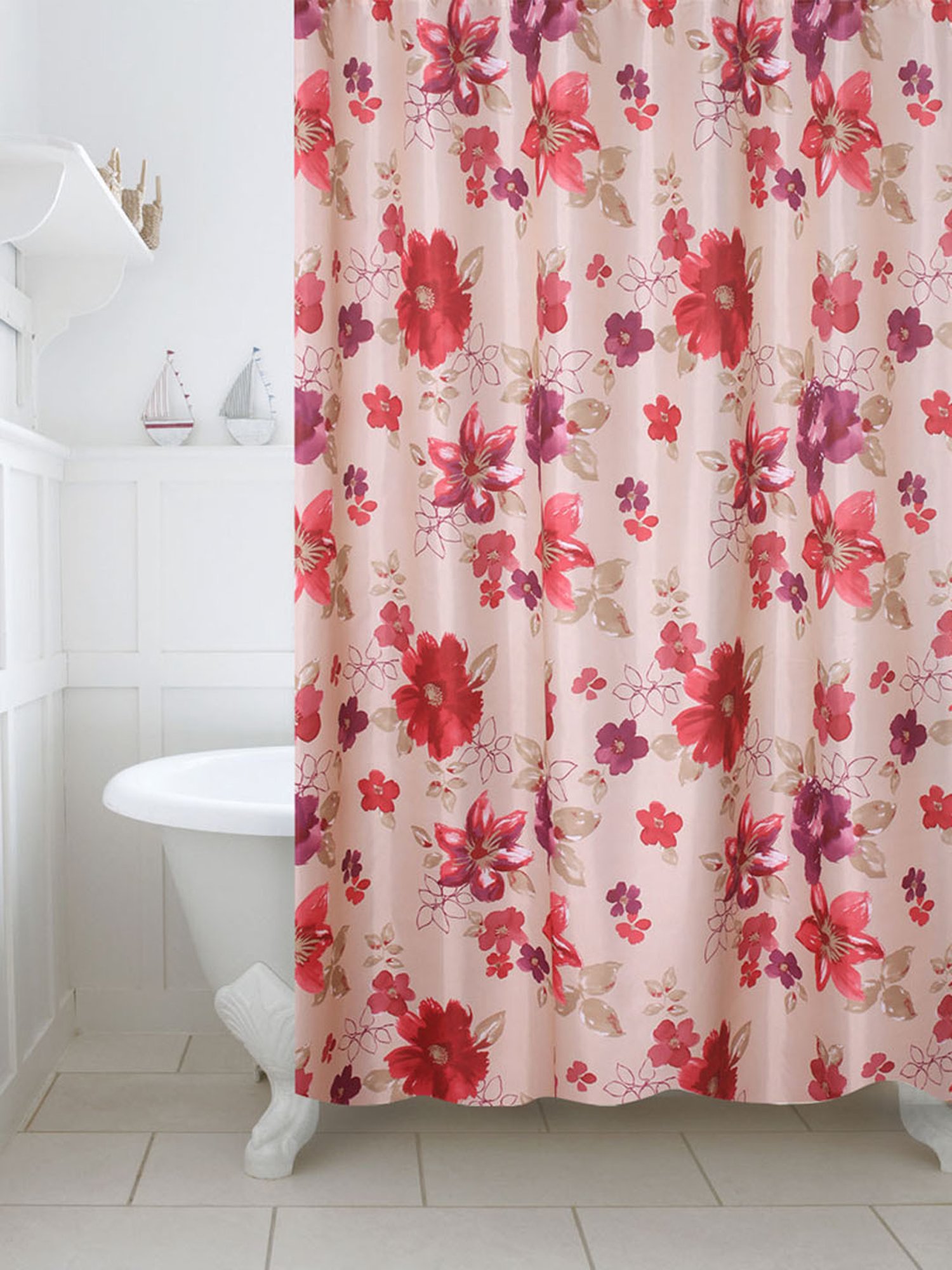 Freelance Pink Polyester Set of 1 Shower Curtain