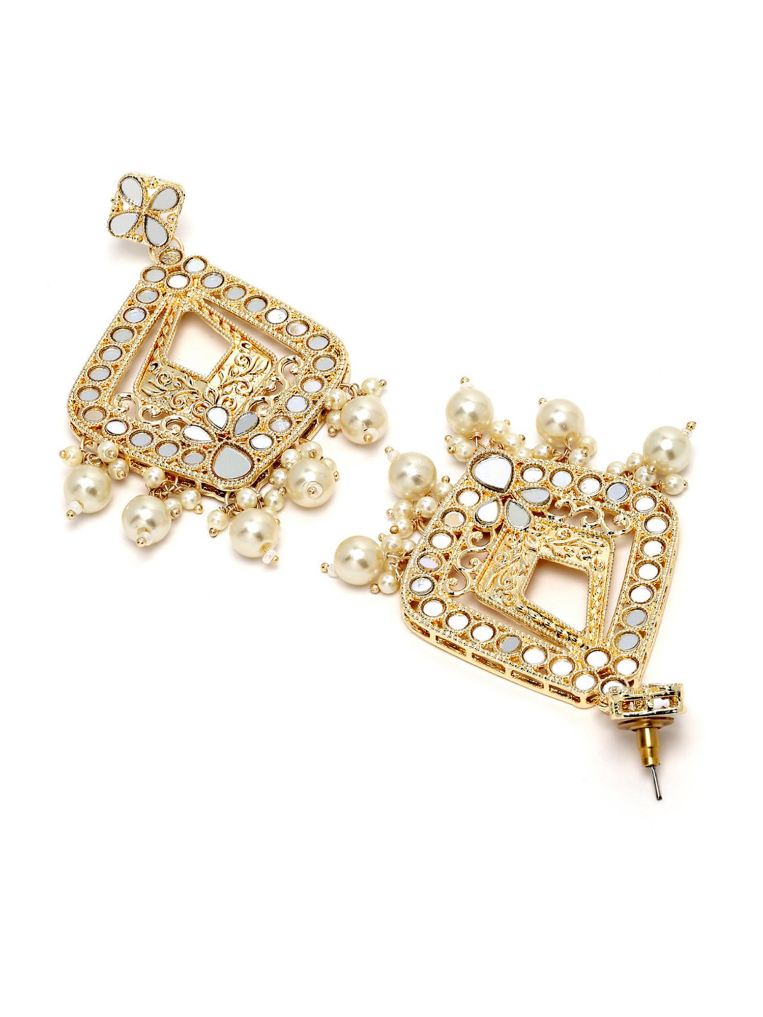 Karatcart Gold-Plated Mirror Dangler Earrings for Women