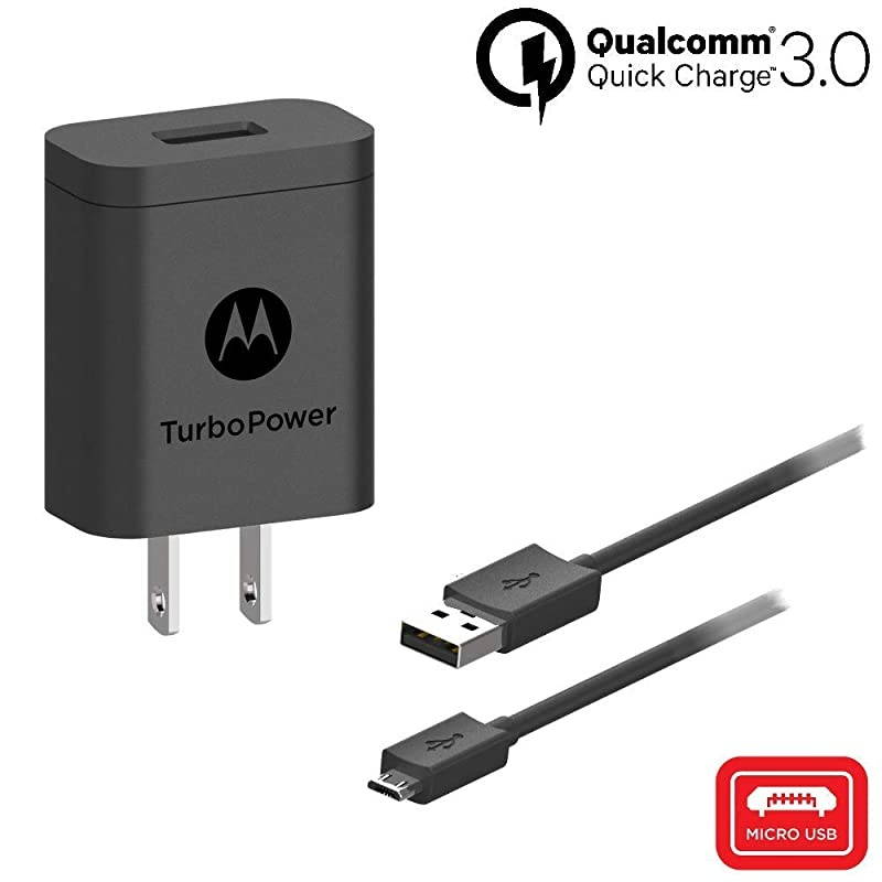 TurboPower 18 QC30 Charger with 33 Foot MicroUSB Cable for Moto E5 Plus E5 Supra G5 Plus G5S G5S Plus G6 PlayForge NOT for G6 or G6 Plus Retail Box
