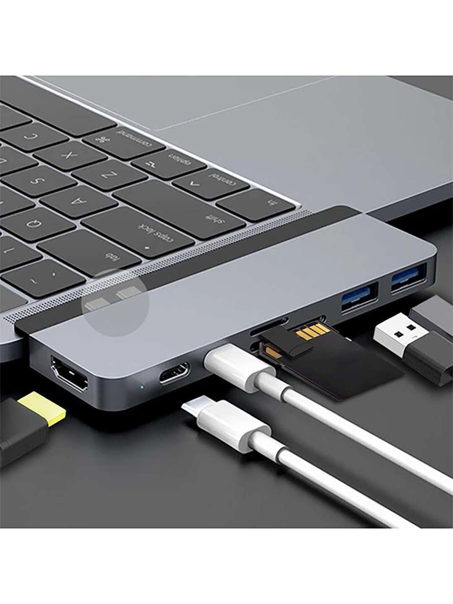 EYNK 7 in 2 USB C Thunderbolt 3.0 Aluminum Docking Hub (Steel Grey)