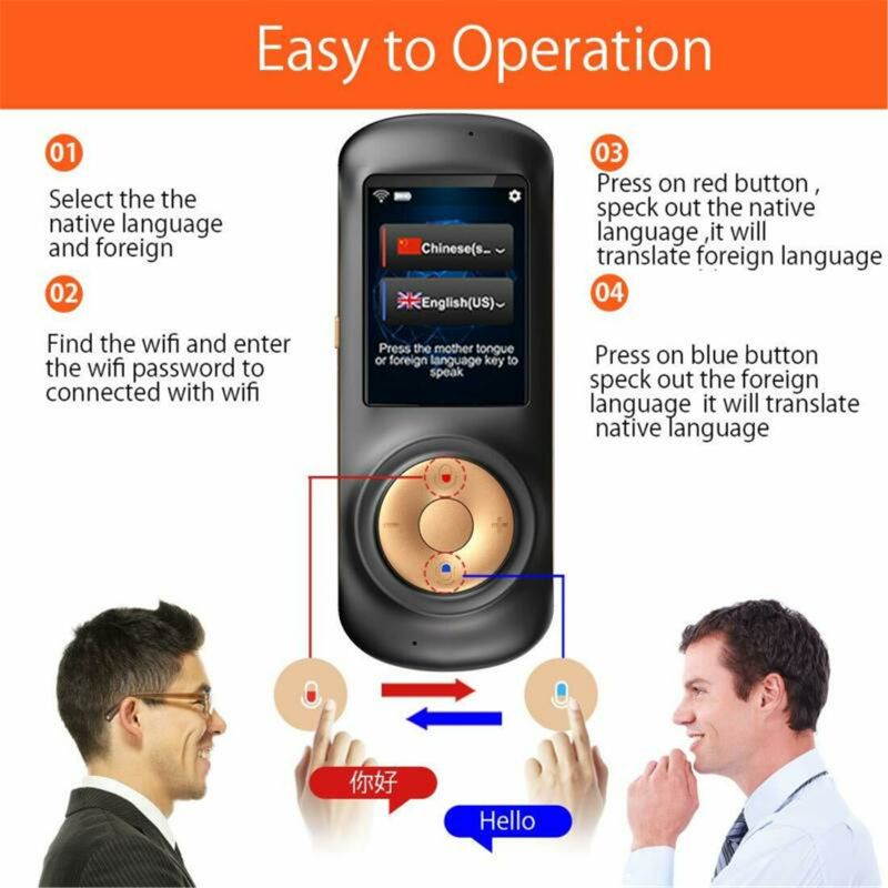 Language Translator Device, 70 Languages Two Way Language Instant Voice Translator, Portable Offline Translator Device, Voice & Text & Photo WiFi Hotspot Connection with 2.4 Inch Screen Translation