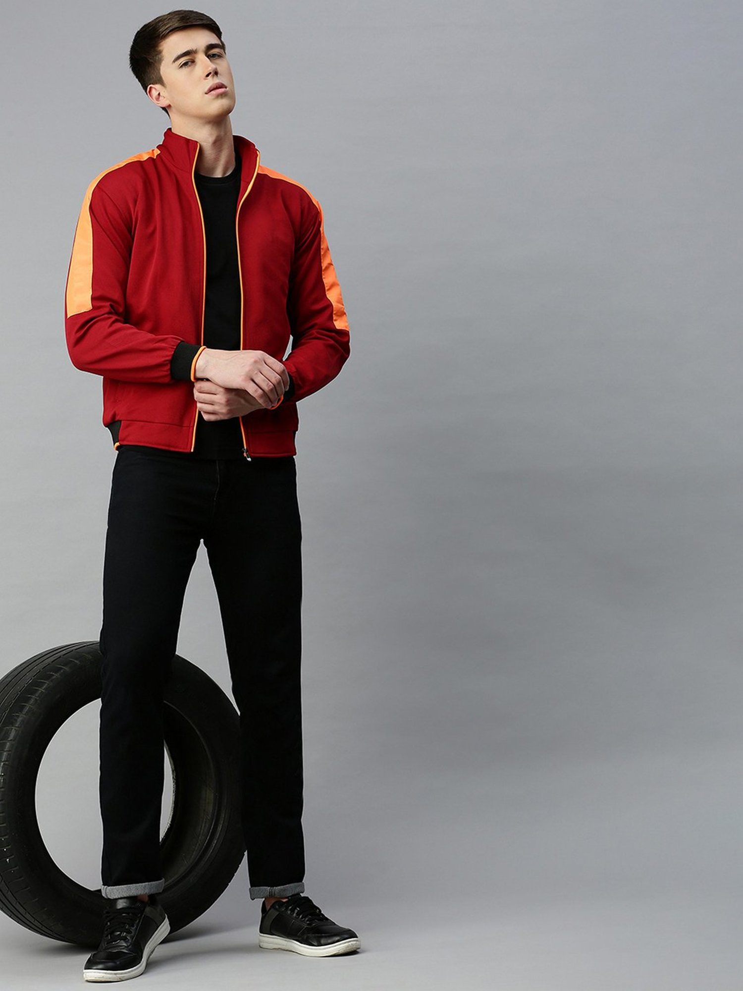 VOXATI Maroon Regular Fit High Neck Jacket