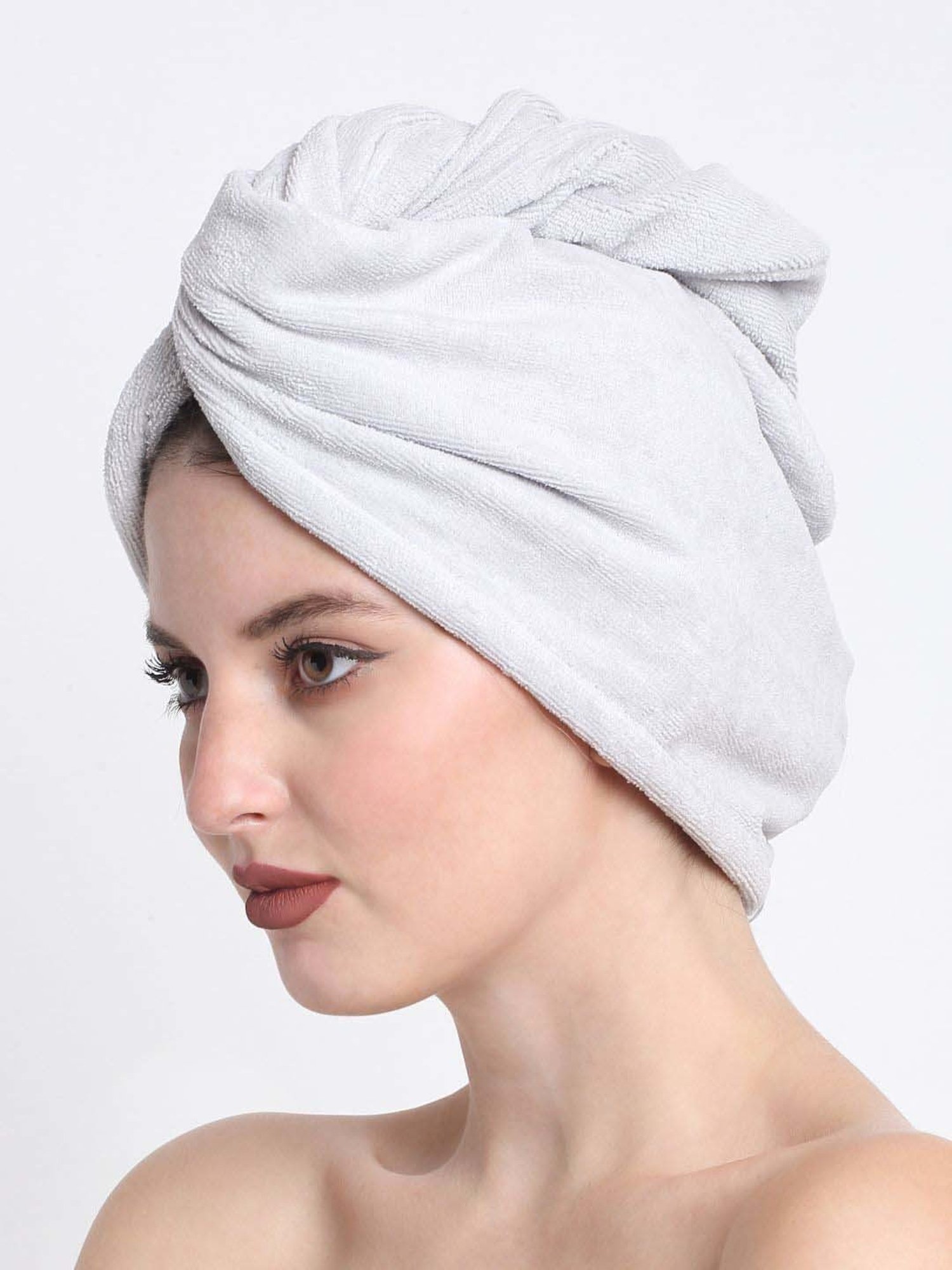 Creeva Luxury Silver Grey Cotton 380 GSM Hair Wrap