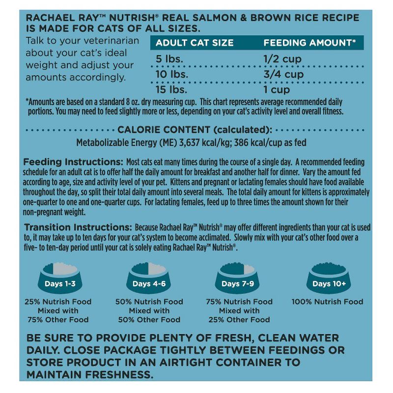 Rachael Ray Nutrish Real Salmon & Brown Rice Recipe Adult Premium Dry Cat Food - 6lbs