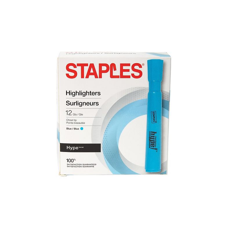 Staples Hype Highlighters Tank Markers Chisel Blue 12PK (28557) 1730599