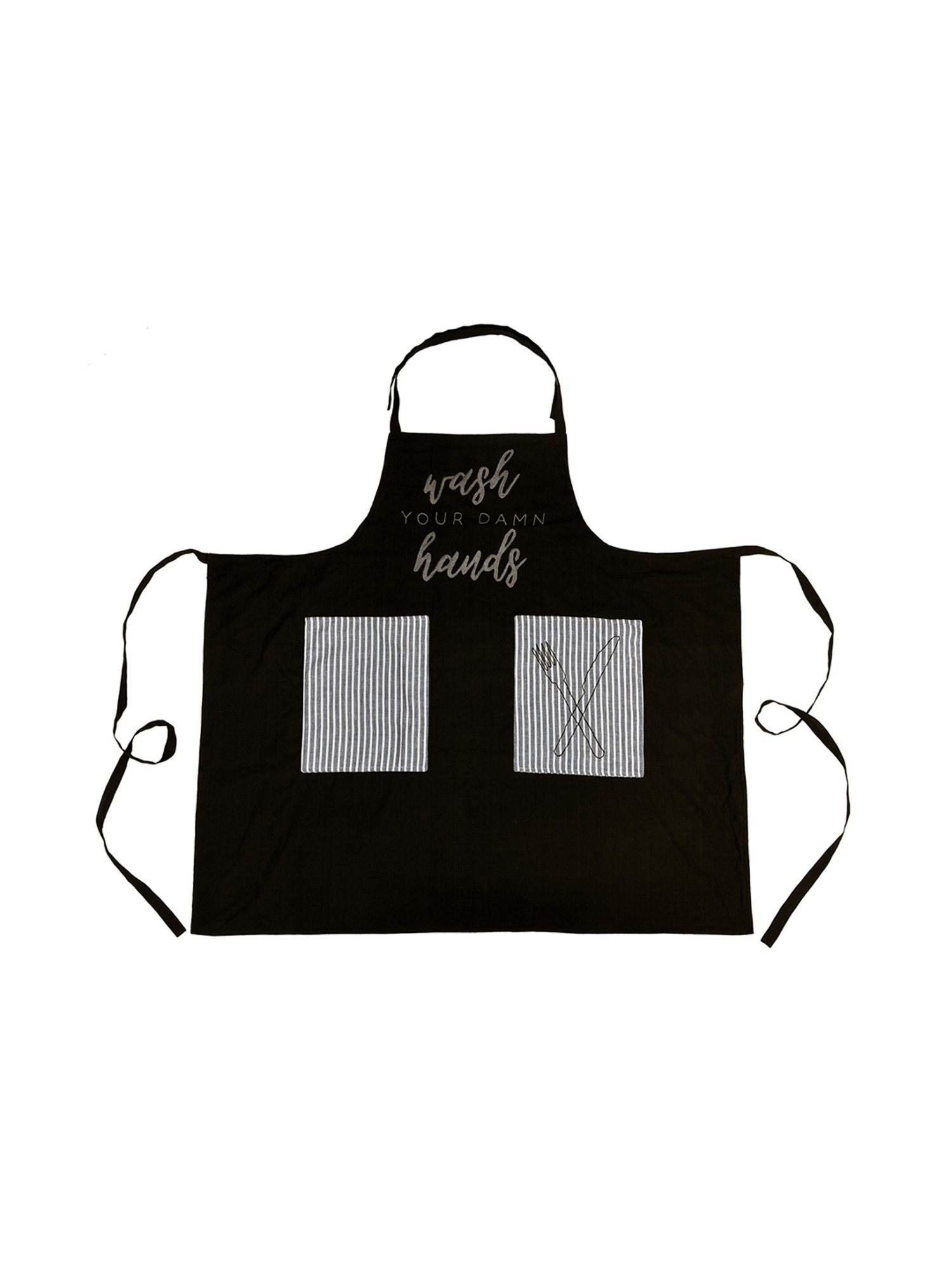 Okhai Zesty Navy Hand Embroidered Pure Cotton Unisex Apron - Set of 1
