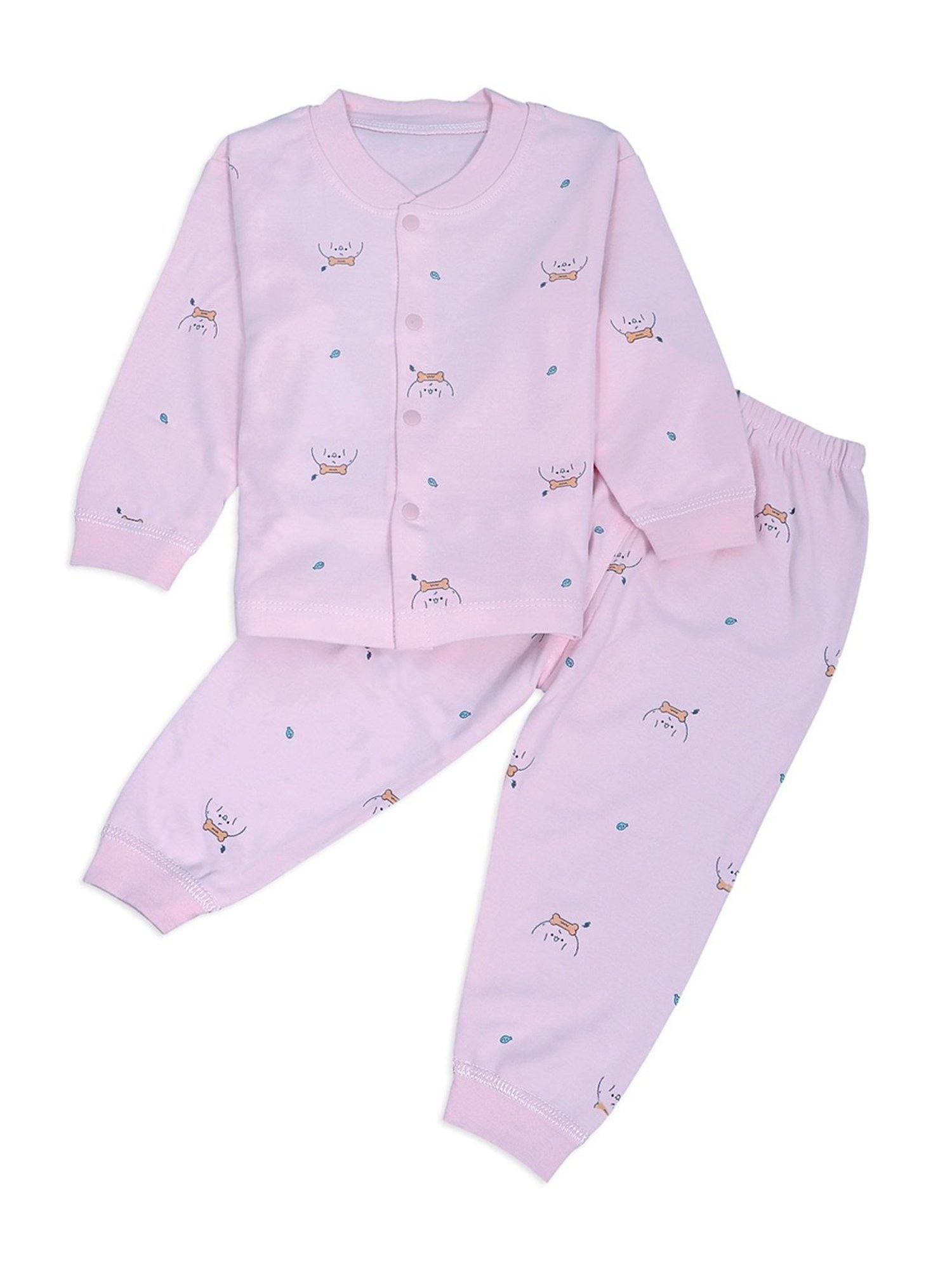 Baby Moo Boys Pink Cotton Printed Full Sleeves Shirt Set