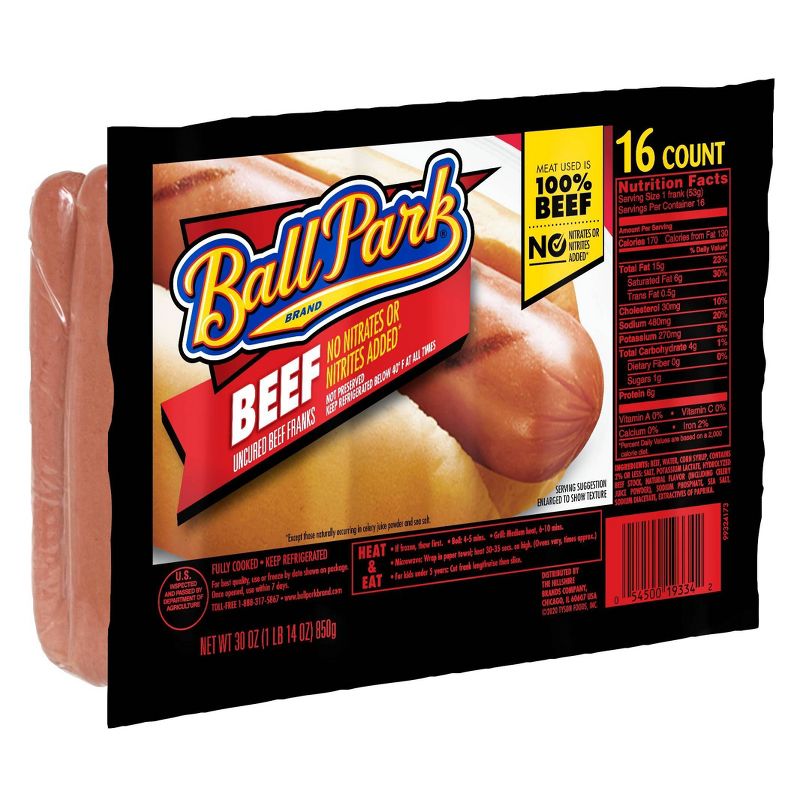 Ball Park Uncured Beef Franks - 30oz/16ct