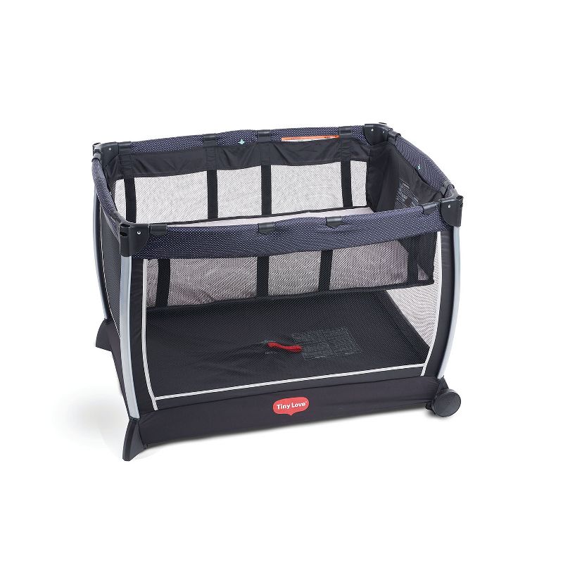 Tiny Love Black and White 6-in-1 Here I Grow Deluxe Baby Play Yard with Bassinet, Play Mat, Toys, and Removable Changer, Magical Night Tales