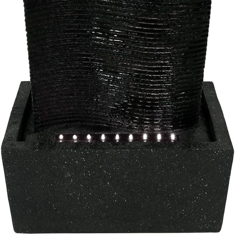 Sunnydaze 31"H Electric Polyresin Rippling Tower Column Outdoor Water Fountain with Lights