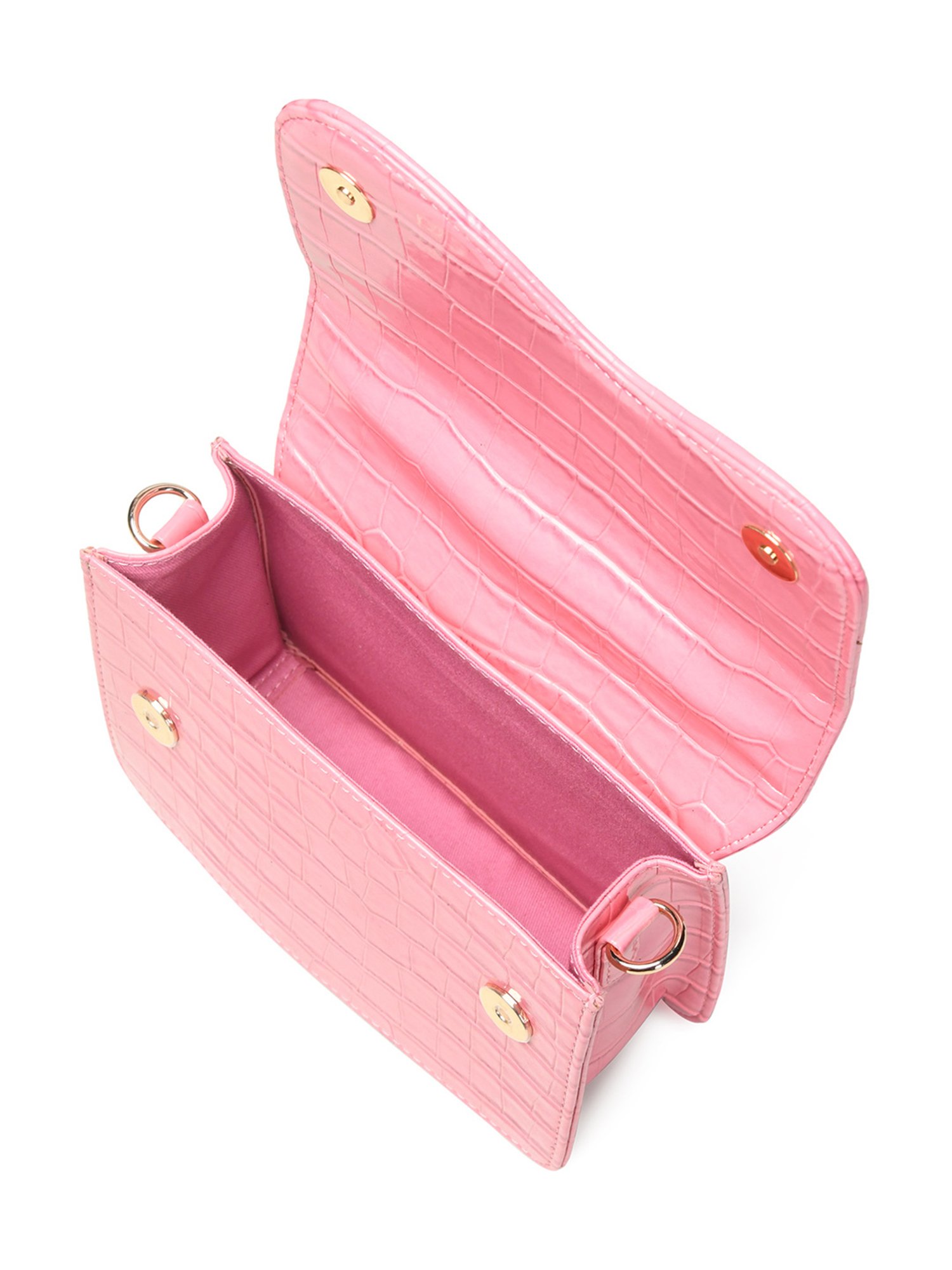 PELLE LUXUR Baby Pink Animal Effect Small Cross Body Bag