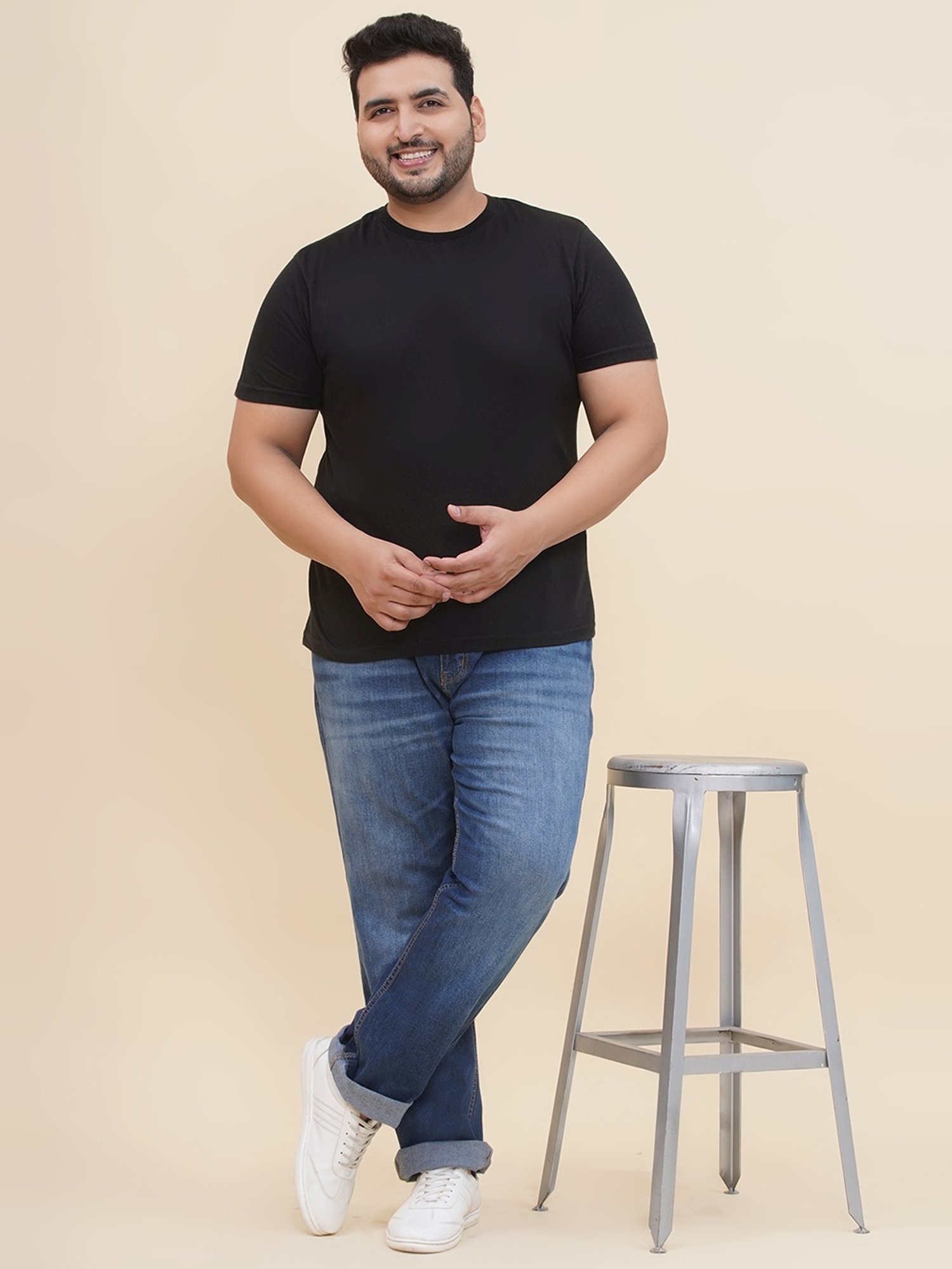 John Pride Blue Cotton Regular Fit Jeans