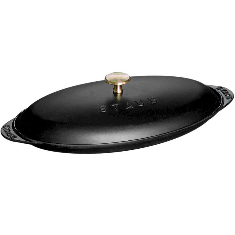 Staub Cast Iron 14.5-inch x 8-inch Covered Fish Pan - Matte Black