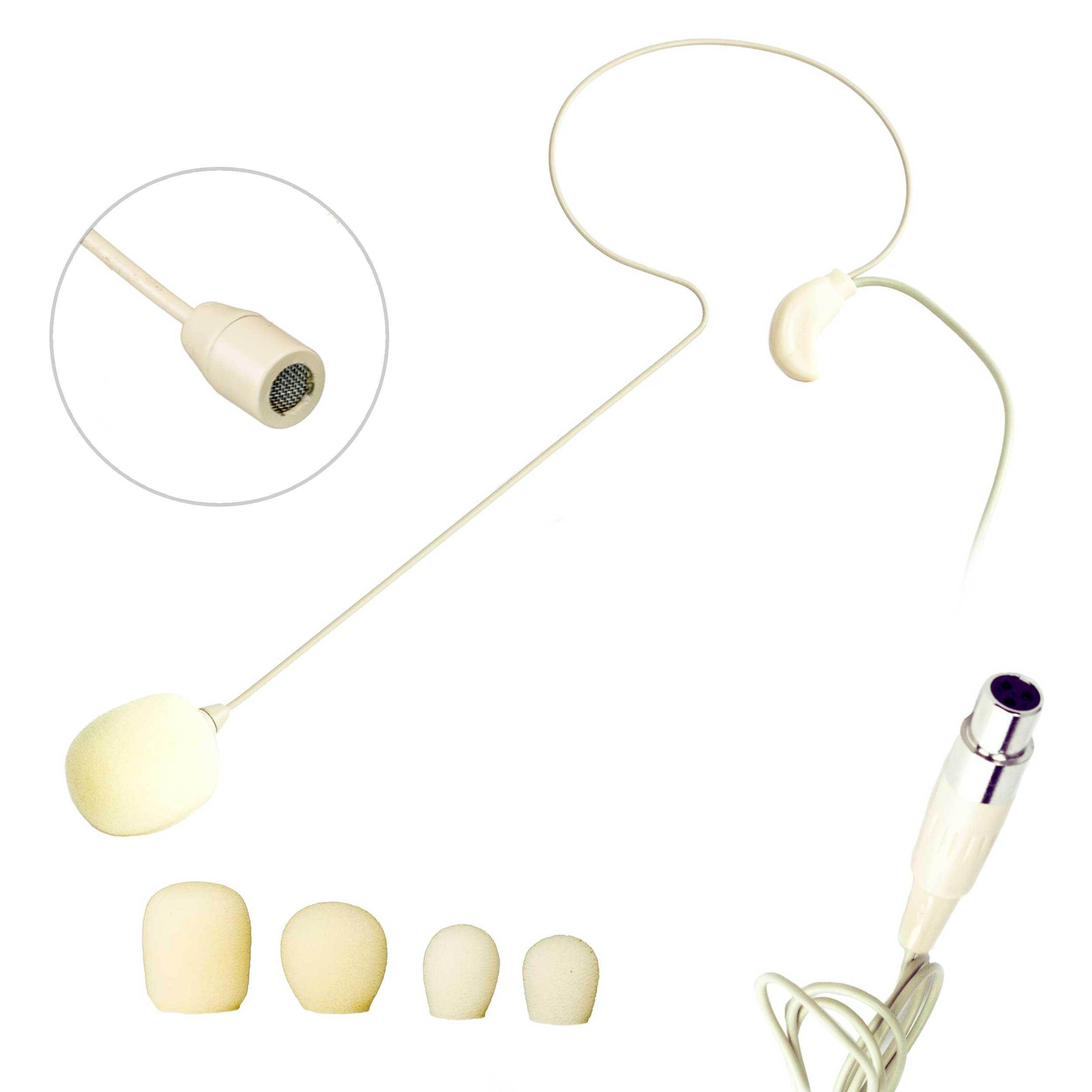 Nady HM-35 Omnidirectional Headworn Condenser Microphone - Small and lightweight, minimum visibility, Ideal for singers, performers, DJs, television announcers, etc. mini-xlr connection, Biege color