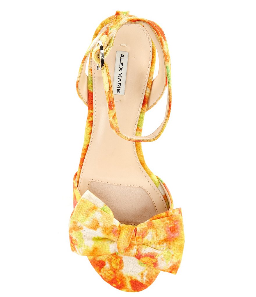 Alex Marie Hobson Floral Print Bow Ankle Strap Sandals