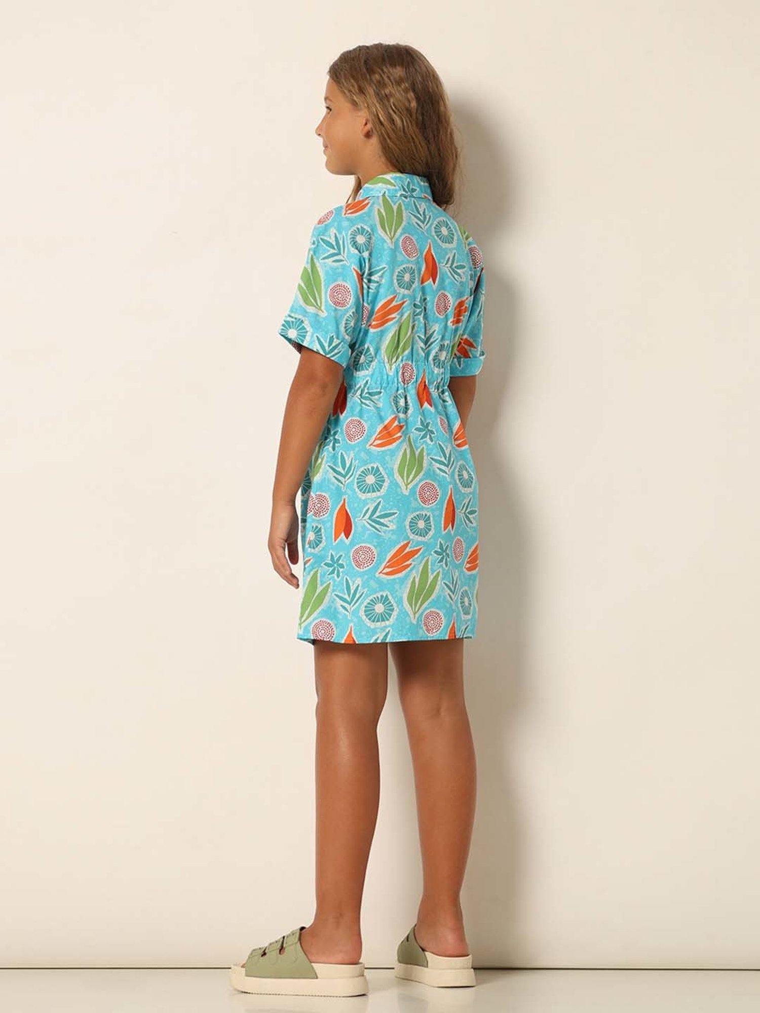 VERO MODA GIRL Blue Cotton Printed Dress