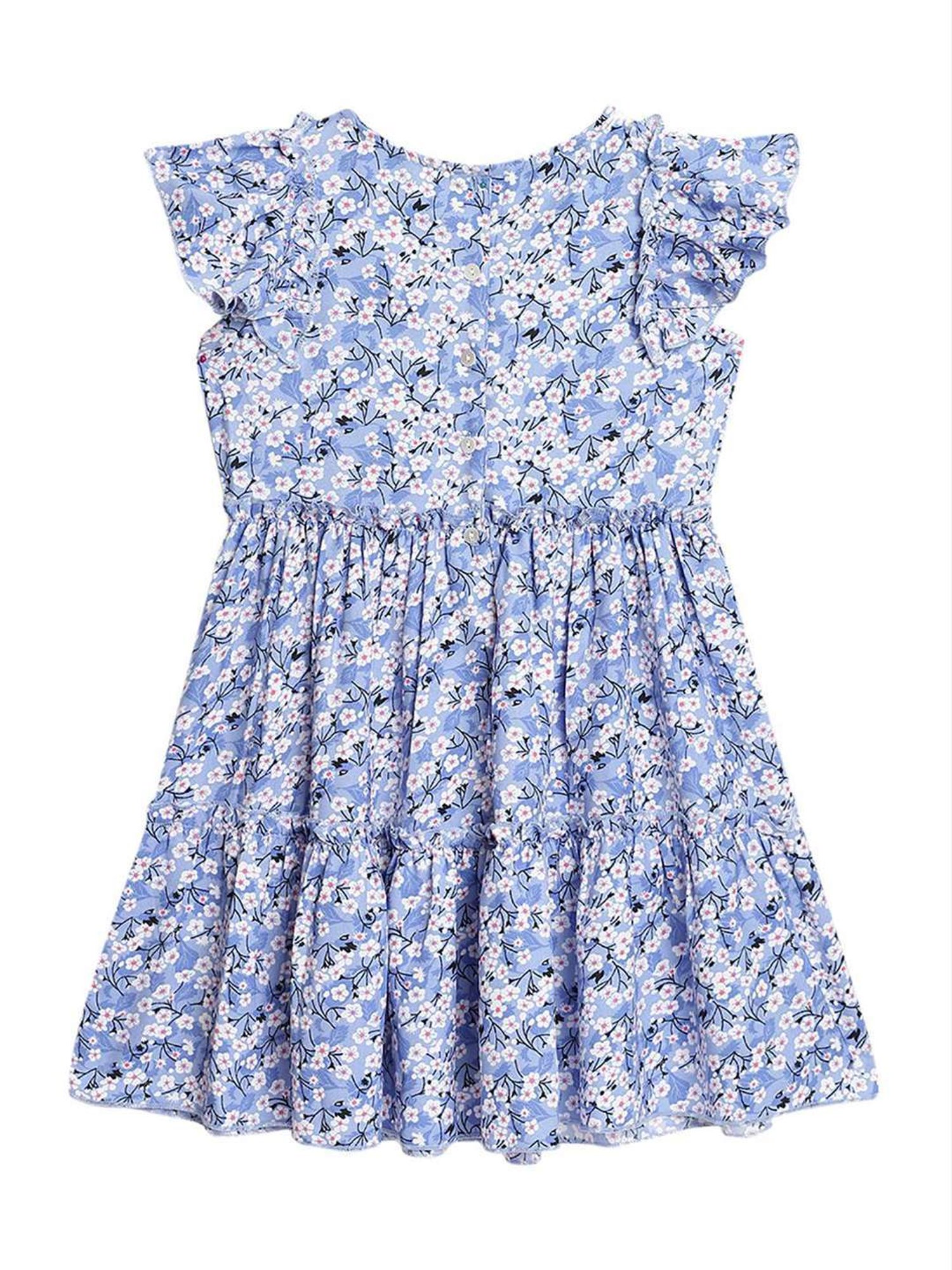 Cantabil Kids Blue Floral Print Dress
