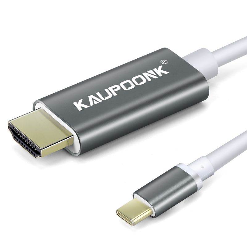 KAUPOONK USB C to HDMI, 6ft USB C to HDMI Cable, USB C to HDMI Adapter with 4K, USB-C to HDMI Compatible with MacBook Pro, Samsung Galaxy S8/S9/S10/S20, Surface Book 2, Dell XPS 13/15, Pixelbook More