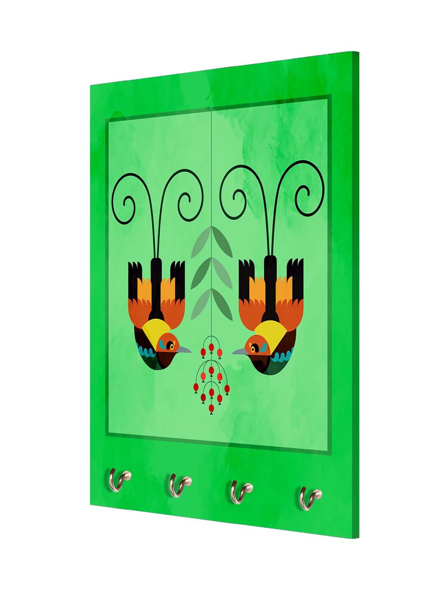 999Store Green & Orange MDF  Key Holder - Set of 1