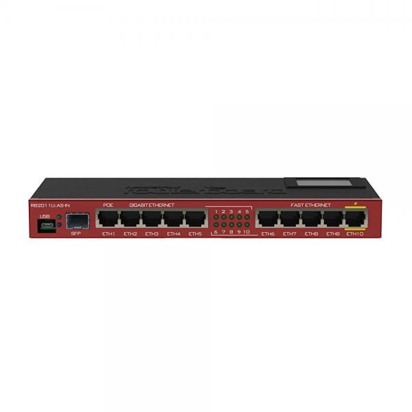 MikroTik - RB2011UIAS-IN - RouterBOARD 2011UiAS-IN with Atheros 74K MIPS CPU, 128MB RAM, 1x SFP port, 5x LAN, 5x Gigabit