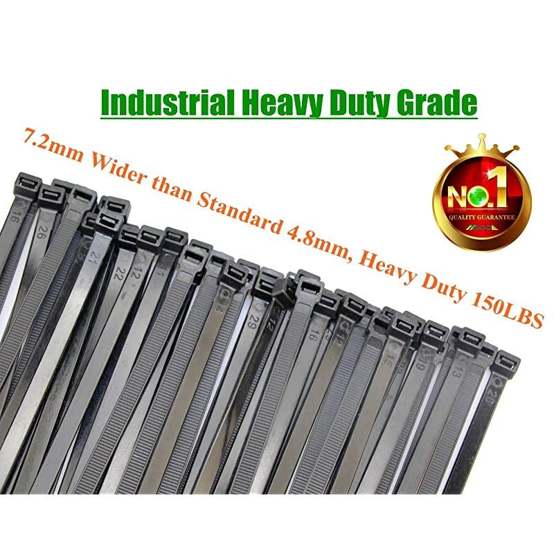 Large 120LBS Tensile Strength Zip Ties 12 Inch Heavy Duty Black Industrial Durable Cable Ties Office Organizer Gardening Ties Tools 50 Pack Black
