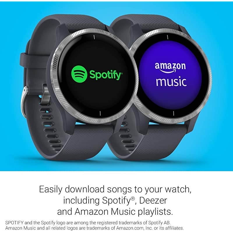 Garmin Venu GPS Smartwatch with AMOLED Display and  Ultimate White Earbuds with Charging Power Bank Case Bundle