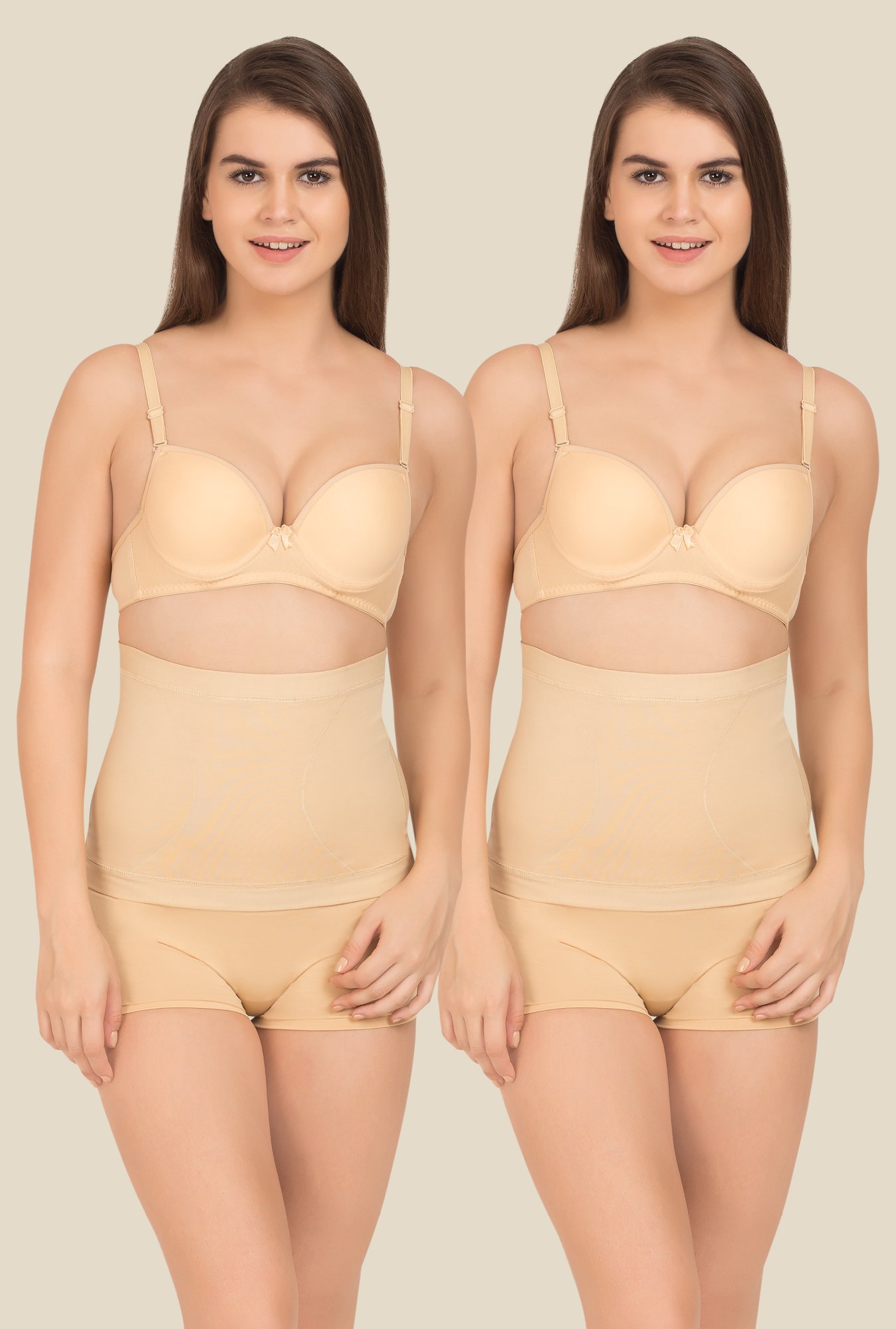 Tweens Beige Solid Tummy Tucker (Pack Of 2)
