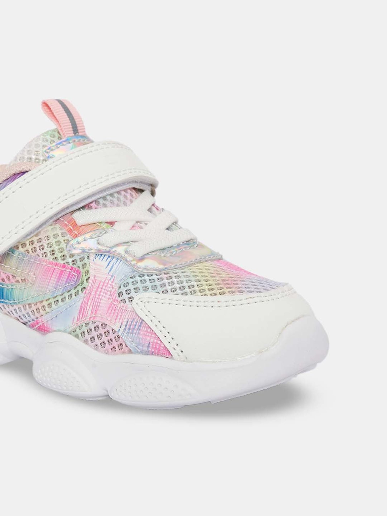 Pantaloons Junior White & Pink Velcro Shoes