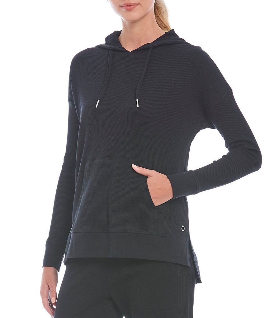 Calvin Klein Performance Long Sleeve Relax Fit Hi-Low Waffle Hoodie