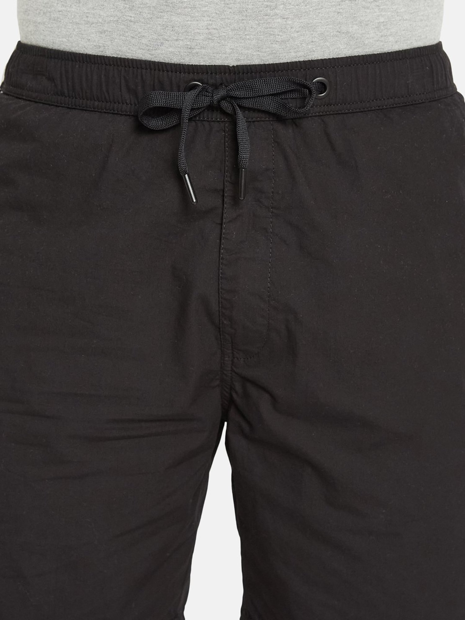Octave Black Regular Fit Sports Shorts