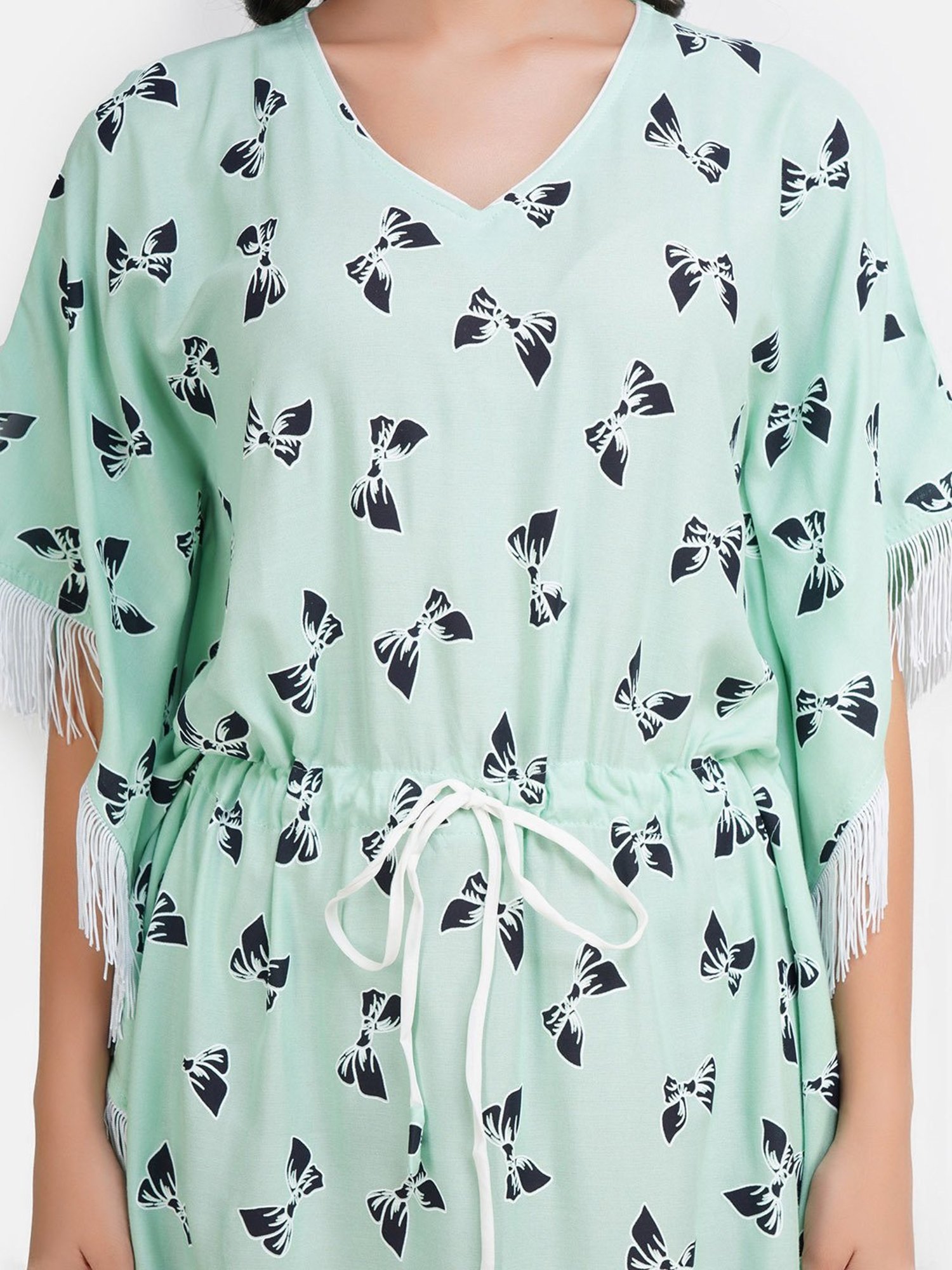 KOI SLEEPWEAR Green Printed Kaftan Nighty
