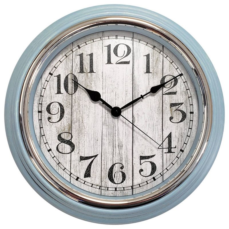 15" Farmhouse Style Wall Clock with Blue Case
