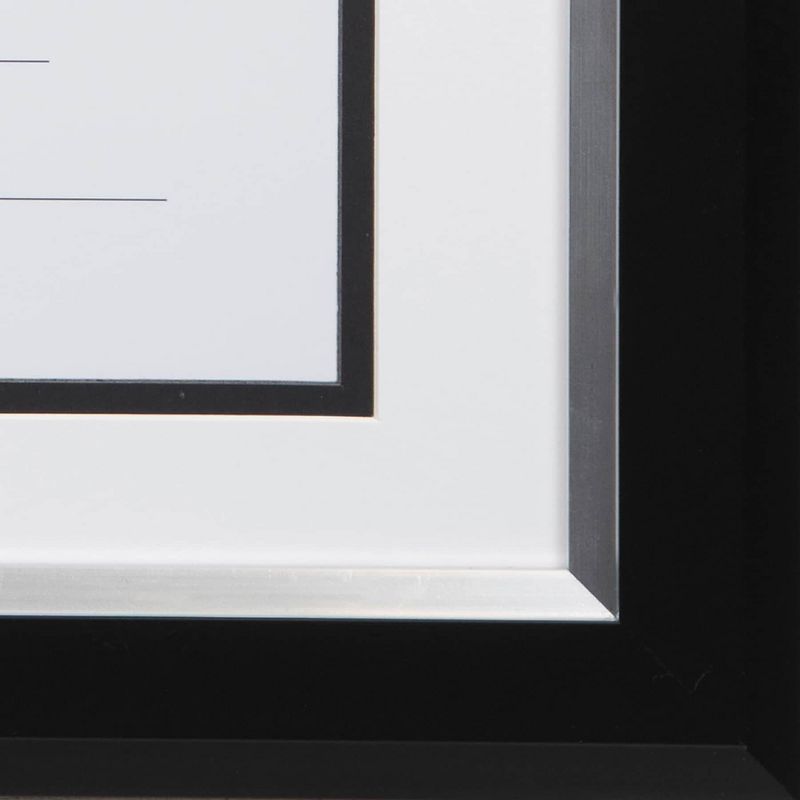 DAX 2-Tone 11 x 14 Document Frame, 8 1/2 x 11 Insert, Black/Silver Frame, White Mat N16984ST