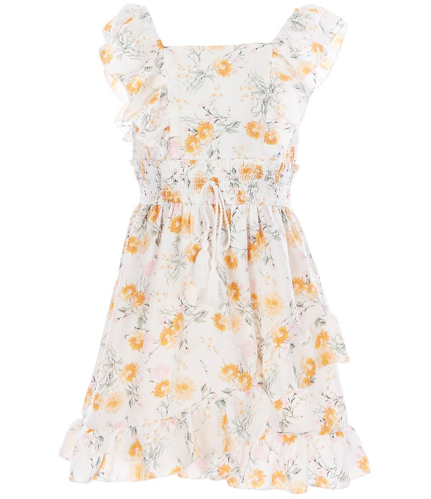 Rare Editions Big Girls 7-16 Flutter-Sleeve Floral Fit-And-Flare Dress