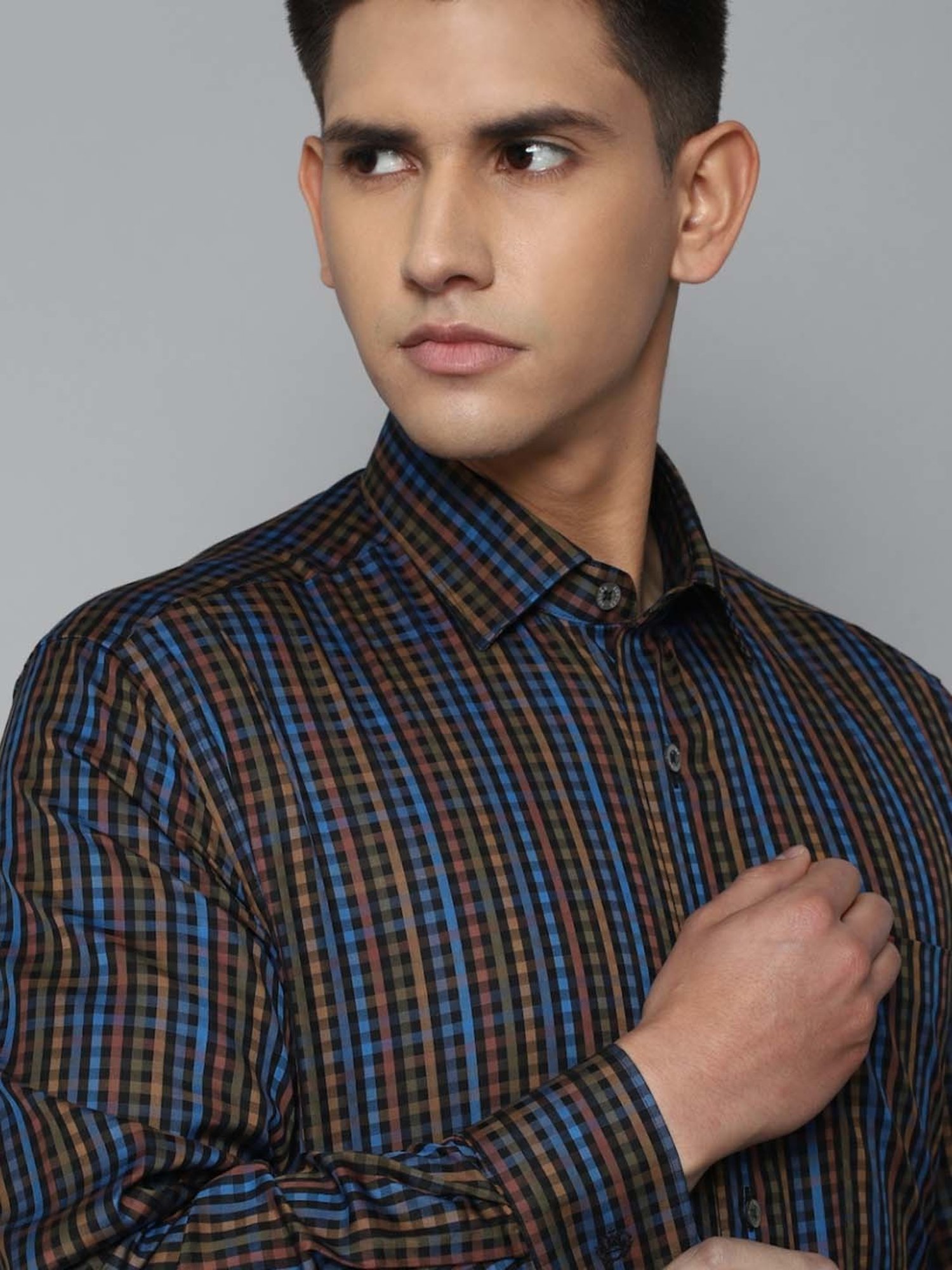 Luxure By Louis Philippe Multi Cotton Regular Fit Checks Shirt