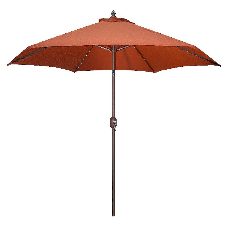 9' Round Lighted Patio Umbrella - Rust