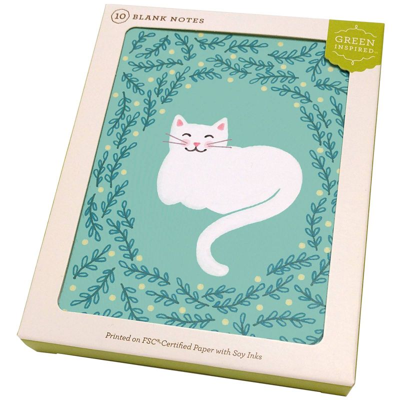 Green Inspired 10ct Happy Cat Blank Cards