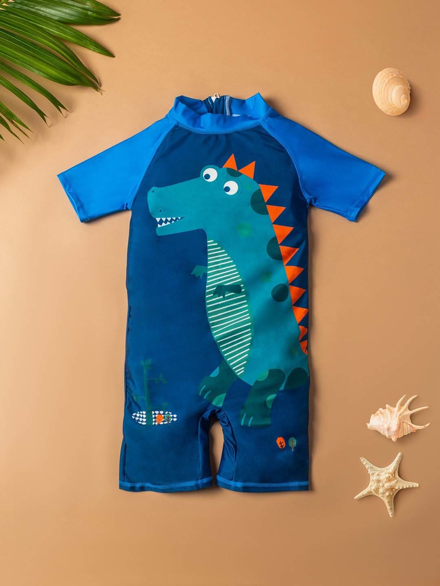 Baby Moo Kids Blue Printed Swimming Costume