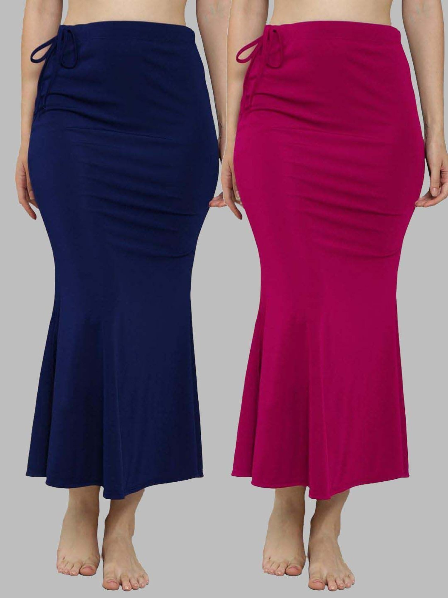 N-Gal Navy & Pink Plain Saree Shapewear - Pack Of 2