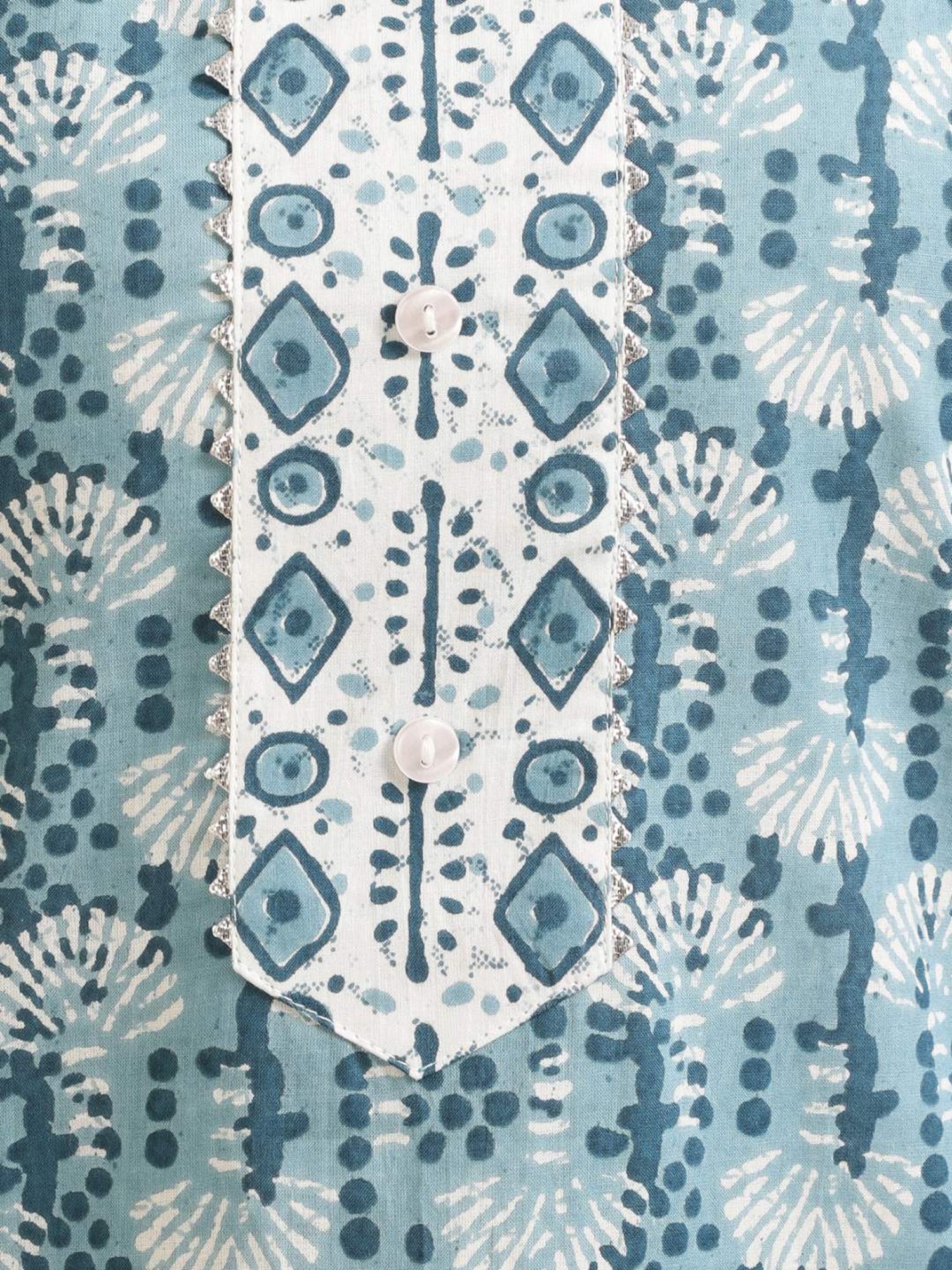 Rangita Blue & White Cotton Printed Kurta Pant Set