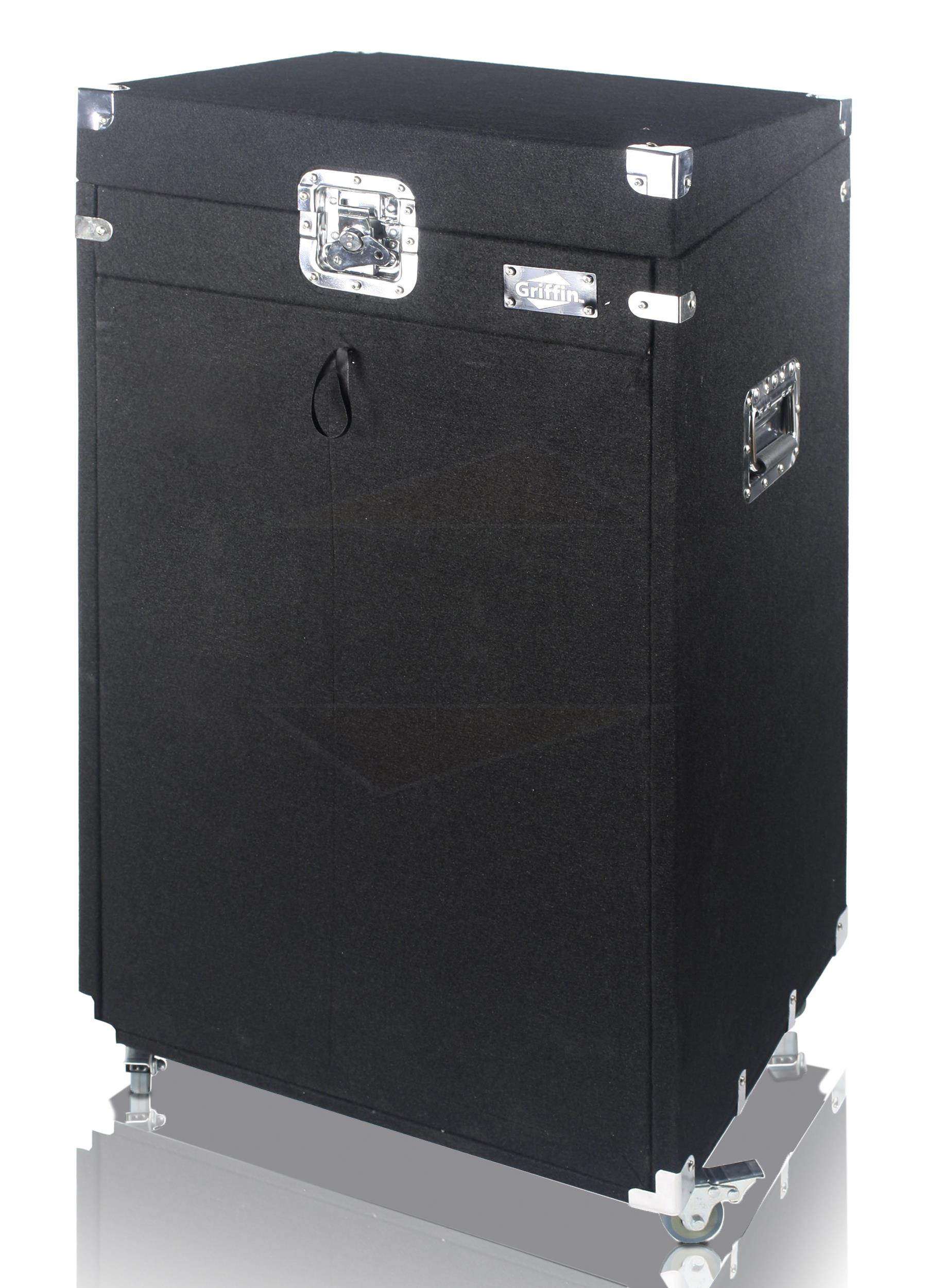 Ultimate Rackmount Studio Mixer Flight Road Case By GRIFFIN | 25U Mount Space Pro-Audio Amp Cabinet Travel Trunk For Music Gear Recording Equipment | Portable DJ Sound Booth Rack Stand Carpet PA Cart