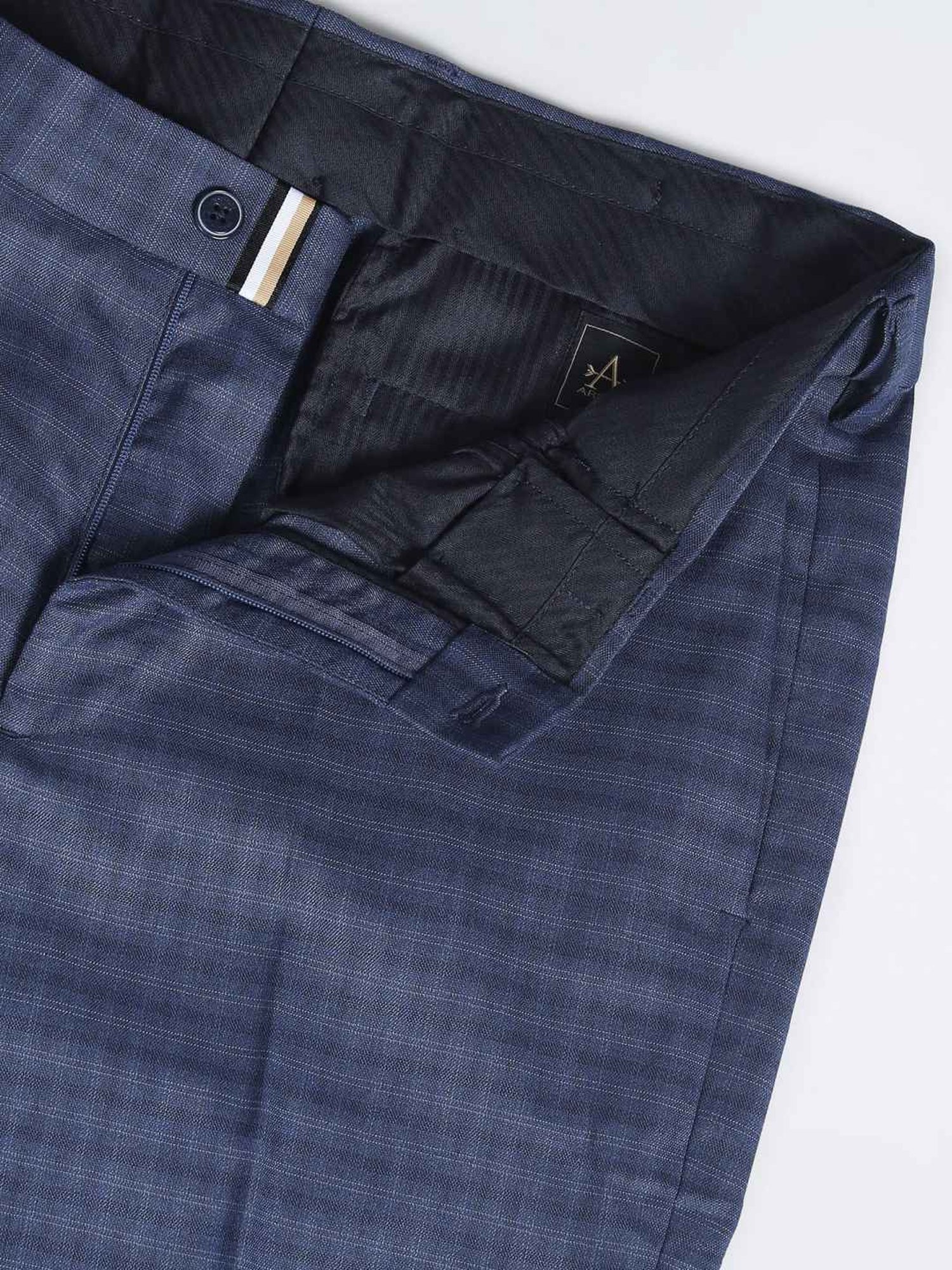 Arrow Newyork Blue Slim Fit Checks Trousers