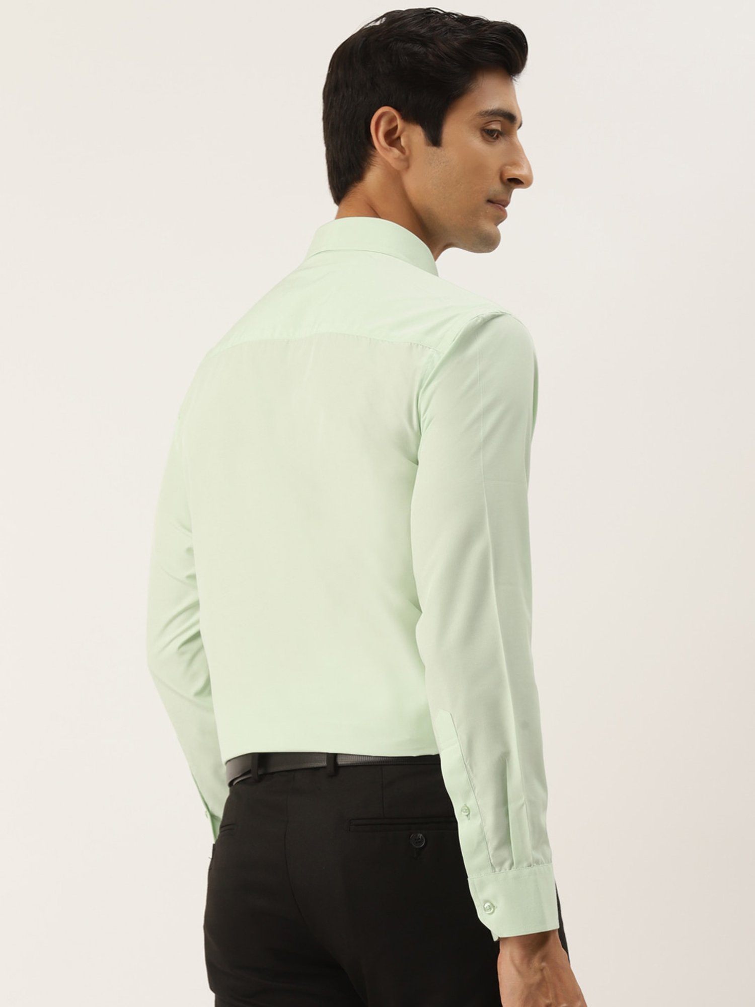English Navy Light Green Slim Fit Shirt