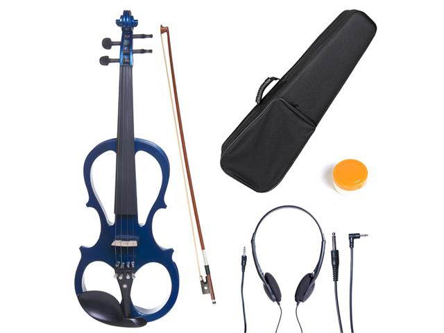 Cecilio 4/4CEVN-1BL 4/4 Full Size Electric Silent Solidwood Violin w/ Ebony Fittings in Style 1 - Metallic Blue