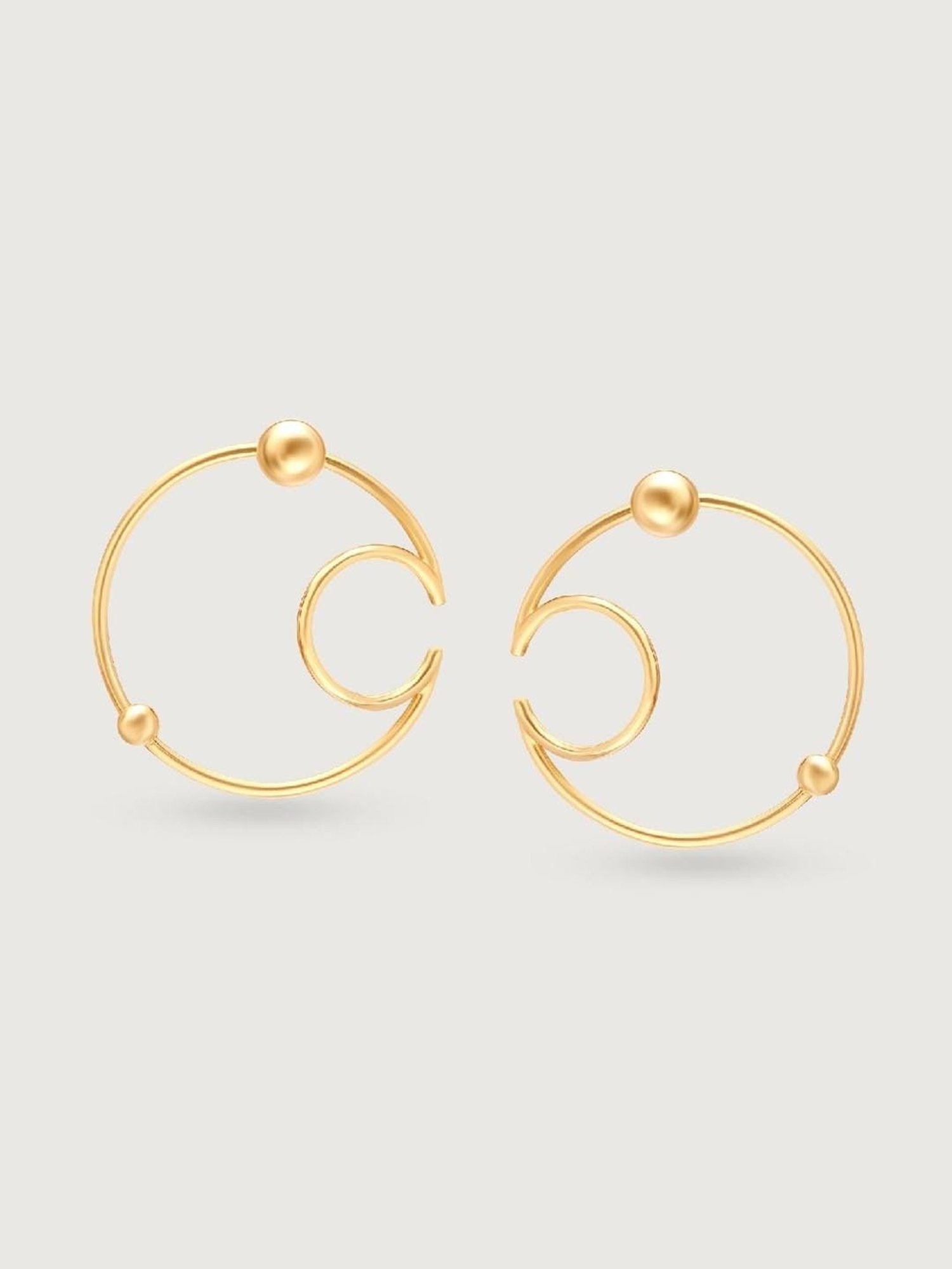 Mia by Tanishq Starship Sparklers 14k Yellow Gold Orbit-Inspired Stud Earring
